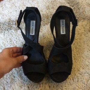 Steve Madden Black Platform Wedge Heels